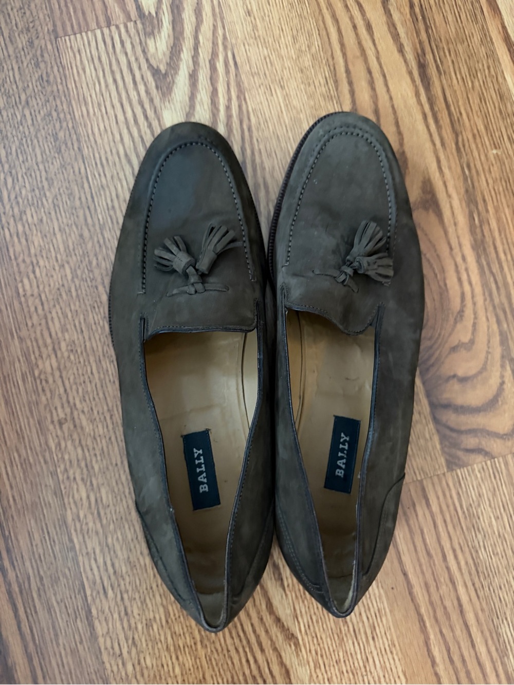 Men's Bally Olive Green Suede Tassel Loafers